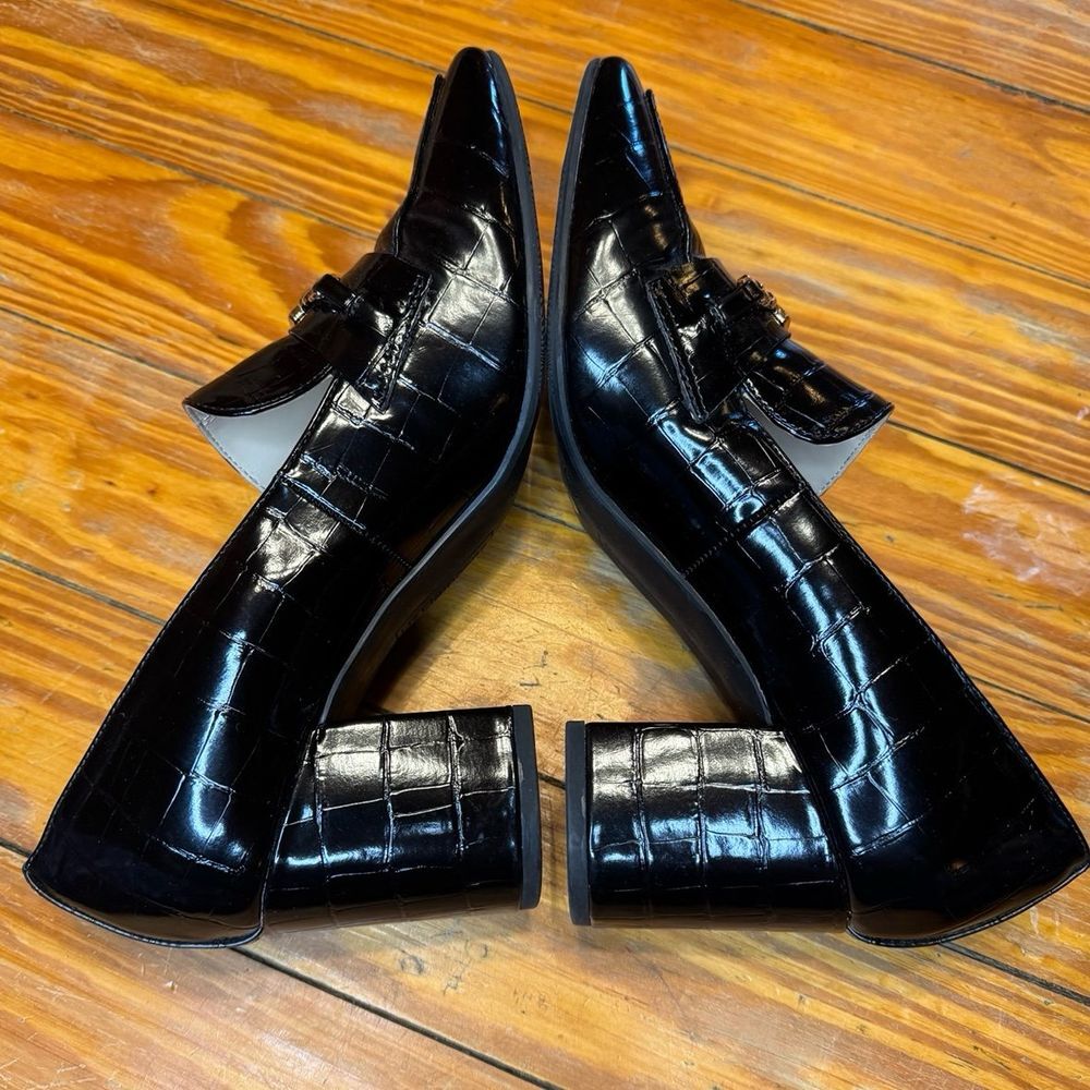 Liz Claiborne Melba Crocodile Leather Block Heels Size 8.5 M - Picture 5 of 11